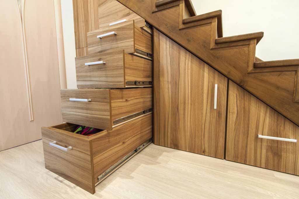 Basement stairs storage