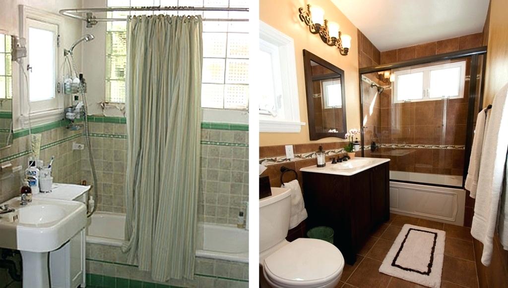 Before and after pictures of a bathroom home renovation.