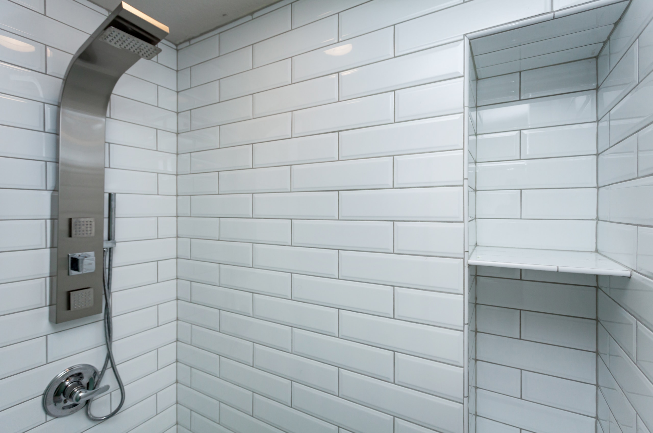 tile shower with niches