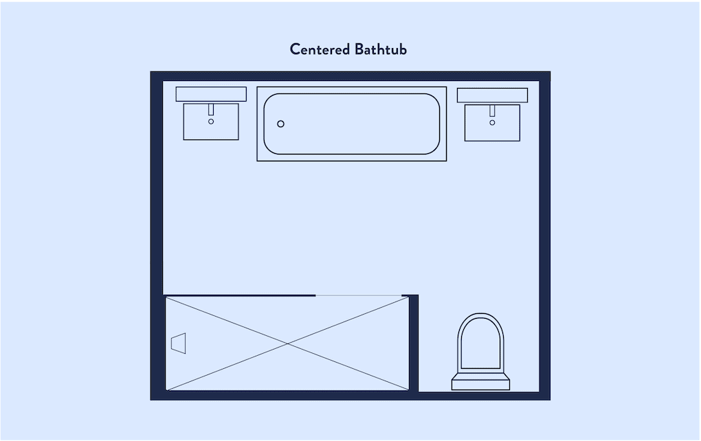 centered bathtub bathroom layout floor plan