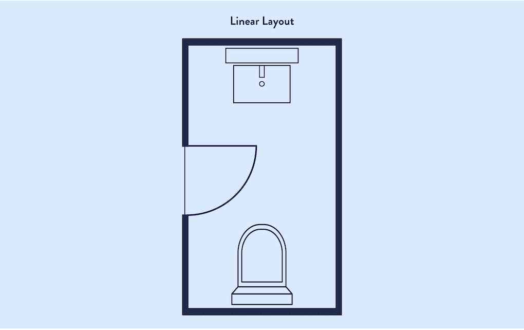 linear bathroom layout floor plan