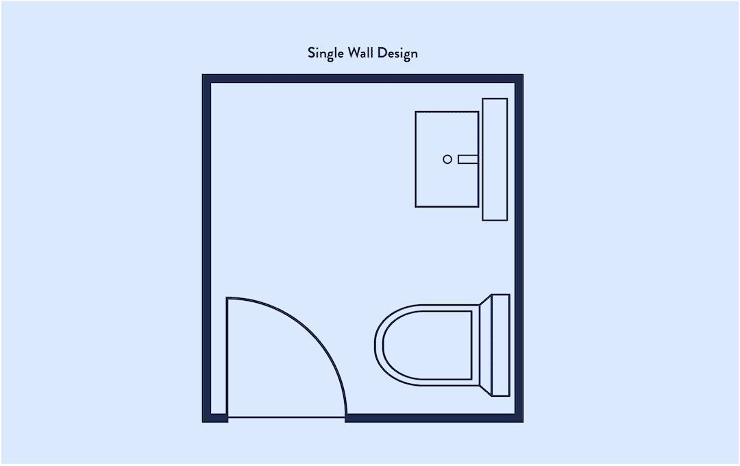 single wall bathroom layout floor plan
