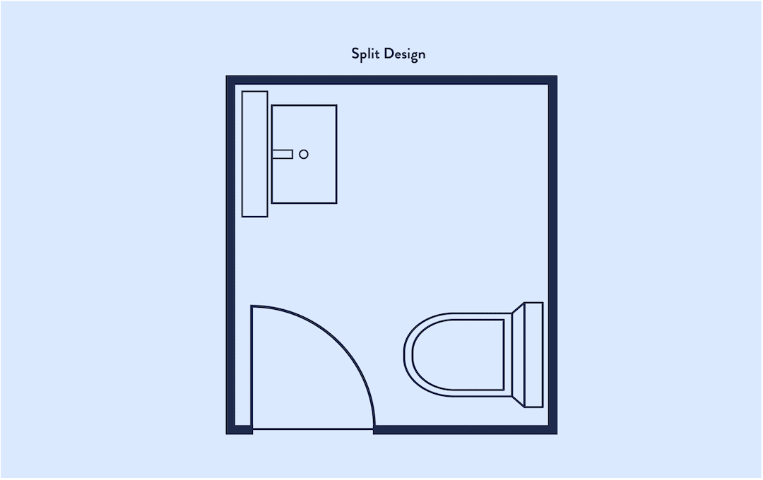 split design bathroom layout floor plan