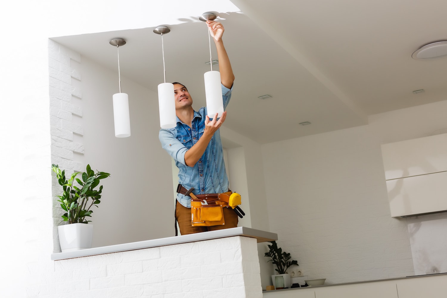 8 foot ceiling kitchen remodel DIY light fixture installation