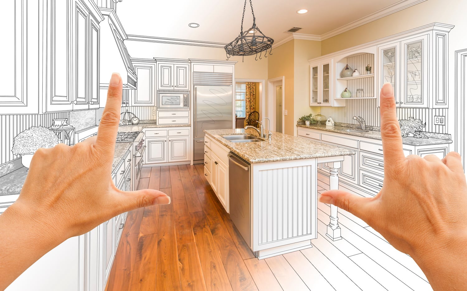 kitchen remodel permits kitchen design sketch mock up with two hands
