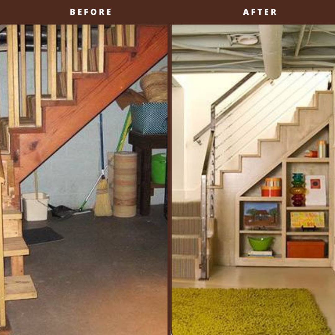 basement remodel before and after 7
