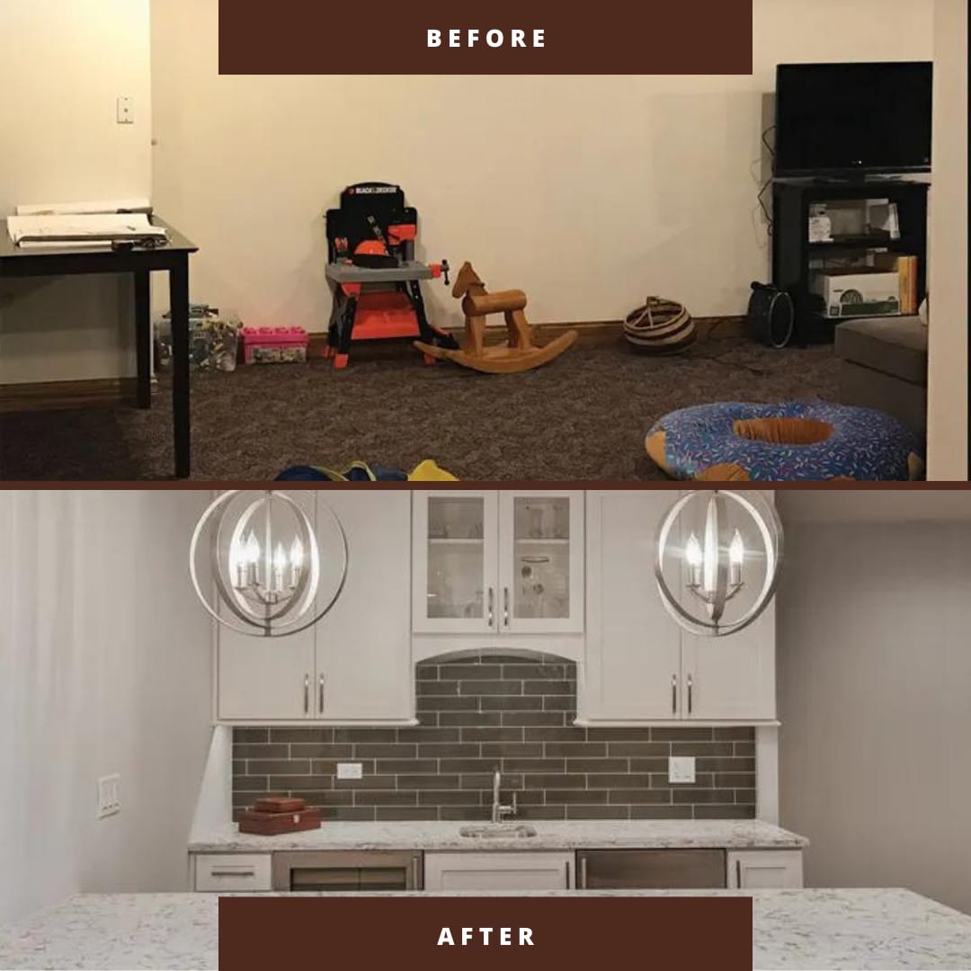 basement remodel before and after 9